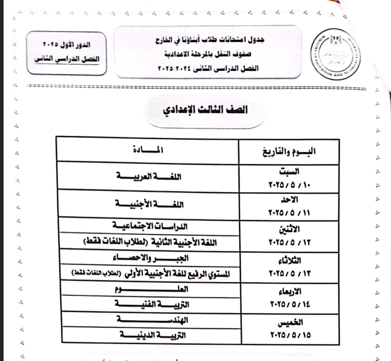 الصف الثالث الإعدادي