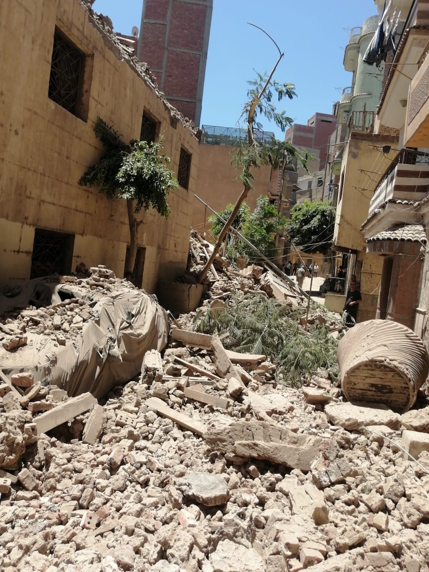 انهيار مئذنة مسجد سيدي سلامة بمدينة سمنود في محافظة الغربية