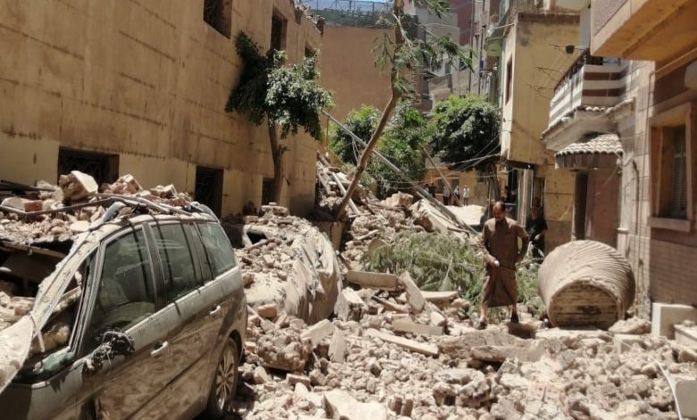 انهيار مئذنة مسجد سيدي سلامة بمدينة سمنود في محافظة الغربية