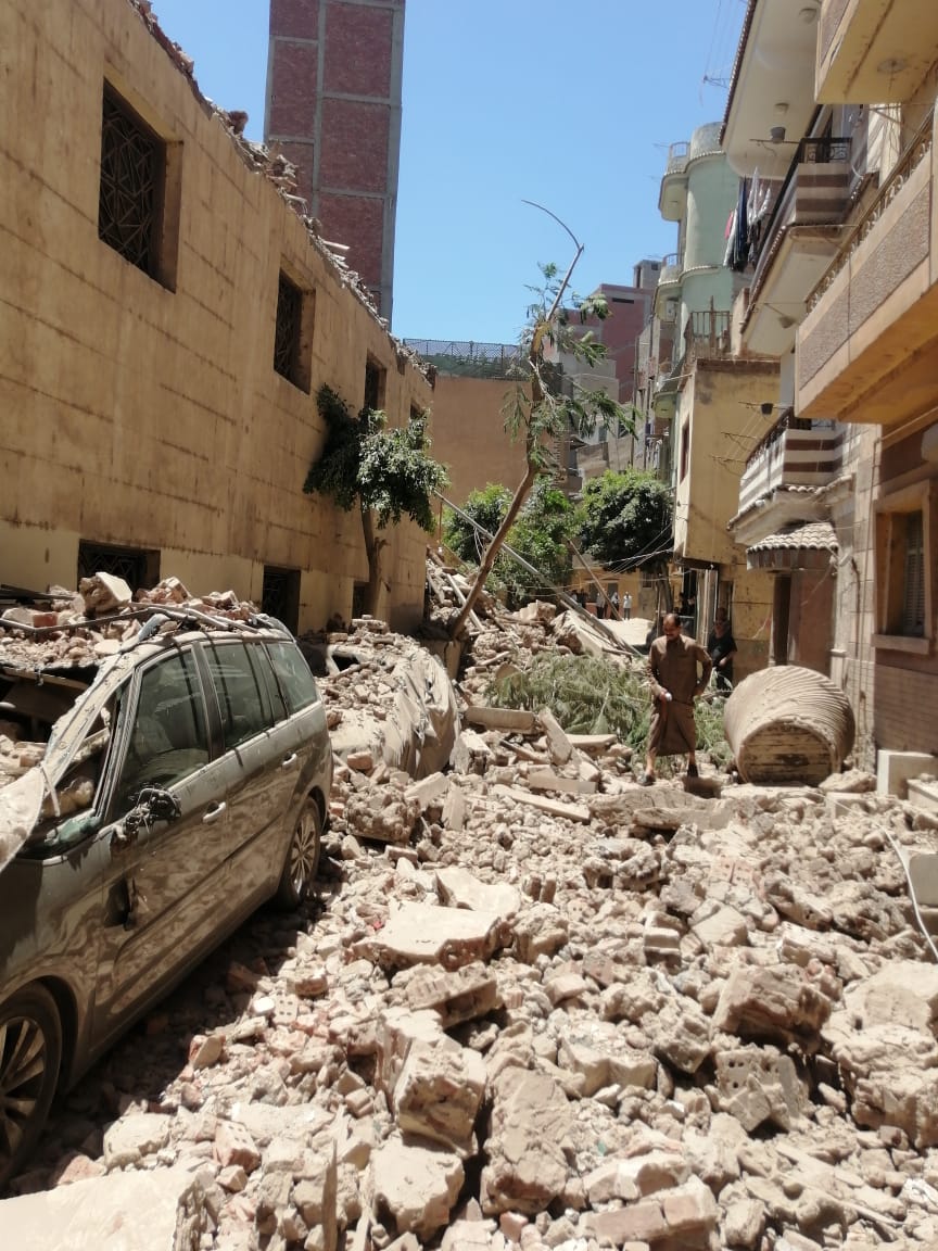 انهيار مئذنة مسجد سيدي سلامة بمدينة سمنود في محافظة الغربية